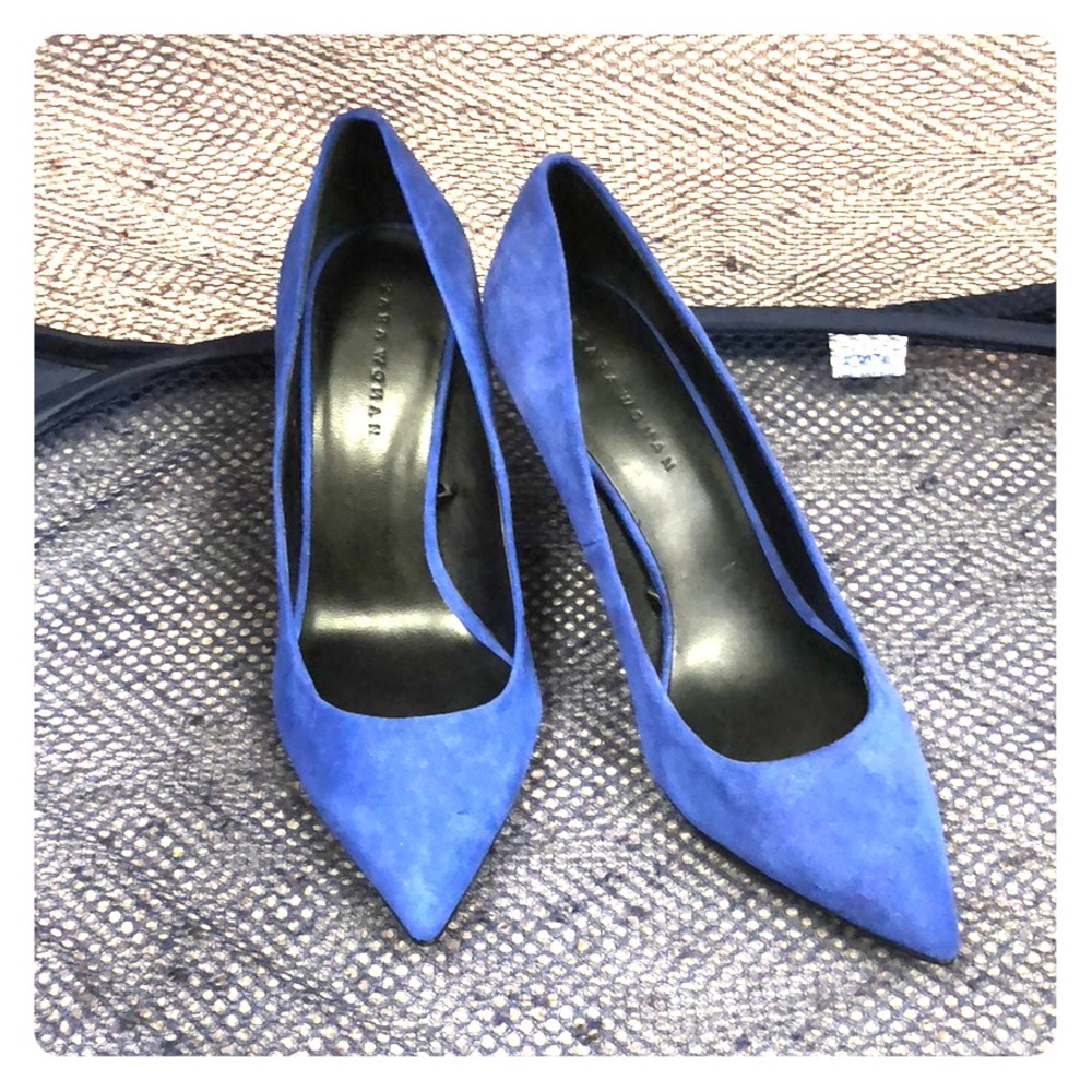 ZARA woman blue suede pumps sz 37 NEW no tags